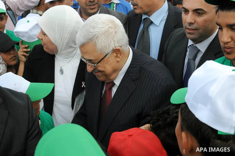 Palestinian President Mahmoud Abbas (Abu Mazen) during his visit to the events hosted by the children of Palestine to support the efforts of the Palestinian leadership at the United Nations, in the West Bank city of Rama...