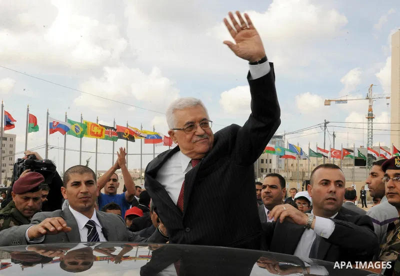 Palestinian President Mahmoud Abbas (Abu Mazen) during his visit to the events hosted by the children of Palestine to support the efforts of the Palestinian leadership at the United Nations, in the West Bank city of Rama...