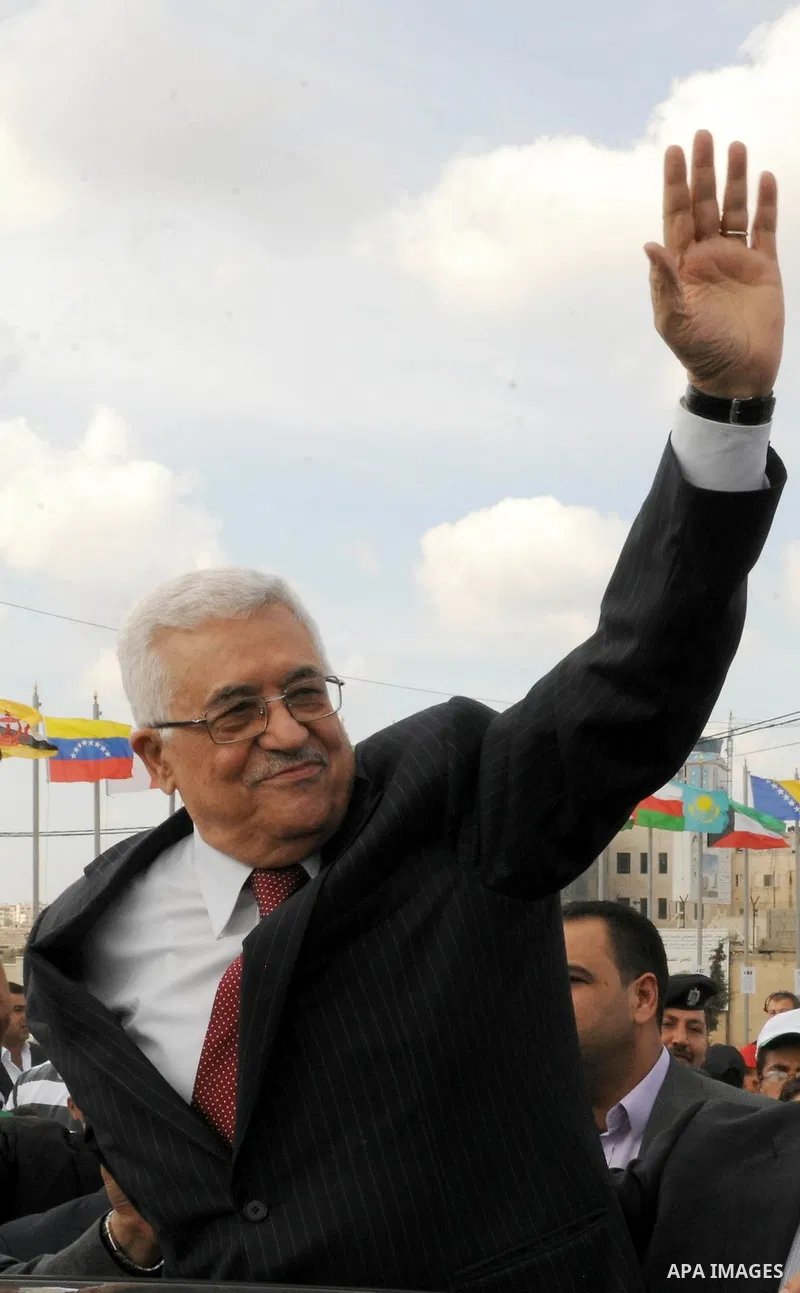 Palestinian President Mahmoud Abbas (Abu Mazen) during his visit to the events hosted by the children of Palestine to support the efforts of the Palestinian leadership at the United Nations, in the West Bank city of Rama...