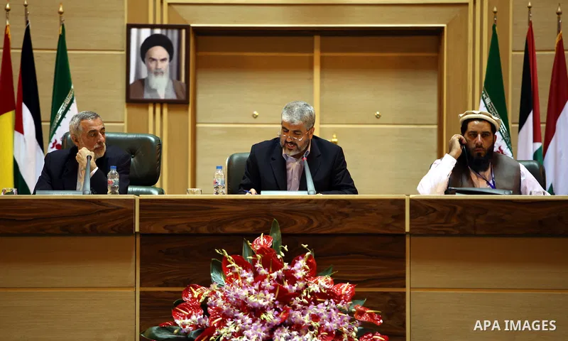 Palestinian Hamas delegation headed by Khaled Meshaal, Hamas leader during the Fifth International conference to support the Palestinian Intifada, in Tehran, "Iran" on Oct. 1-2, 2011. Photo by Mohammed Hams