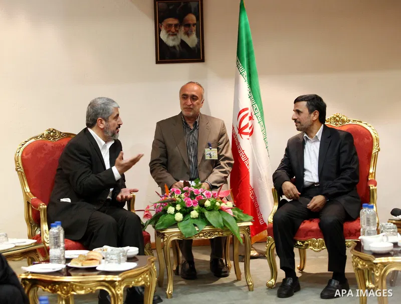Palestinian Hamas leader Khaled Meshaal meets with the President of the Republic of Iran Ahmadi nejad, within the Palestinian factions delegation visit on the sidelines of the Fifth International conference to support th...