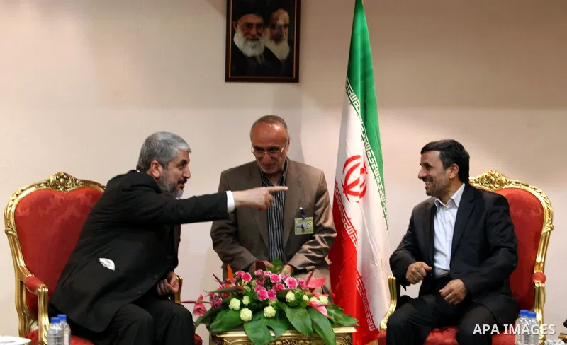 Palestinian Hamas leader Khaled Meshaal meets with the President of the Republic of Iran Ahmadi nejad, within the Palestinian factions delegation visit on the sidelines of the Fifth International conference to support th...