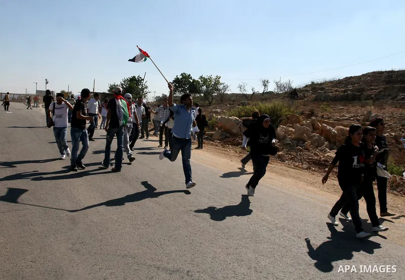 Palestinian protestors clash with Israeli forces during a demonstration calling for the release of prisoners held in Israeli jails and in support of inmates in hunger strike, on October 5, 2011 near Israel's Ofer prison,...