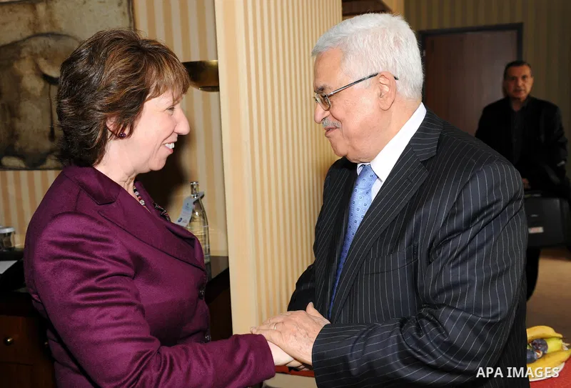 Palestinian President Mahmoud Abbas (Abu Mazen) meets meets with EU foreign policy commissioner, Catherine Ashton in Strasbourg, eastern France, Wednesday, Oct. 5, 2011. Photo by Thaer Ganaim