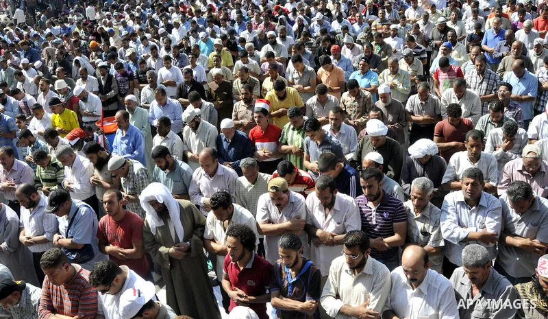 Egyptian demonstrators attend Friday prayers during a weekly protest in Tahrir Square, Cairo, Egypt, Friday, Oct. 7, 2011. Thousands of Egyptians protested Friday against the country's military rulers decision to retain...