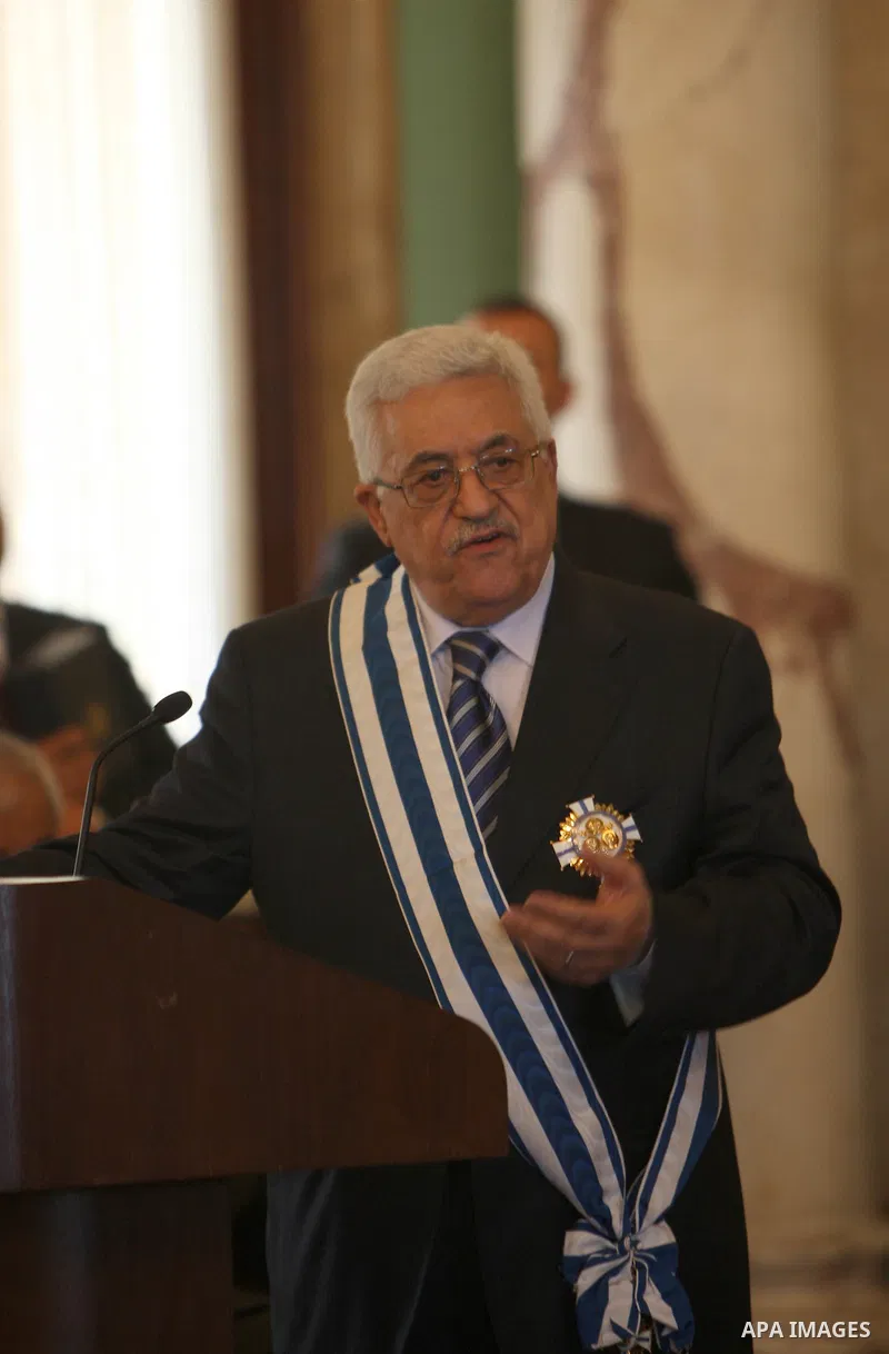 Palestinian President Mahmoud Abbas (Abu Mazen) during meeting with Dominican Republic President Leonel Fernandez in Santo Domingo, OCT,07,2011. Photo by Thaer Ganaim