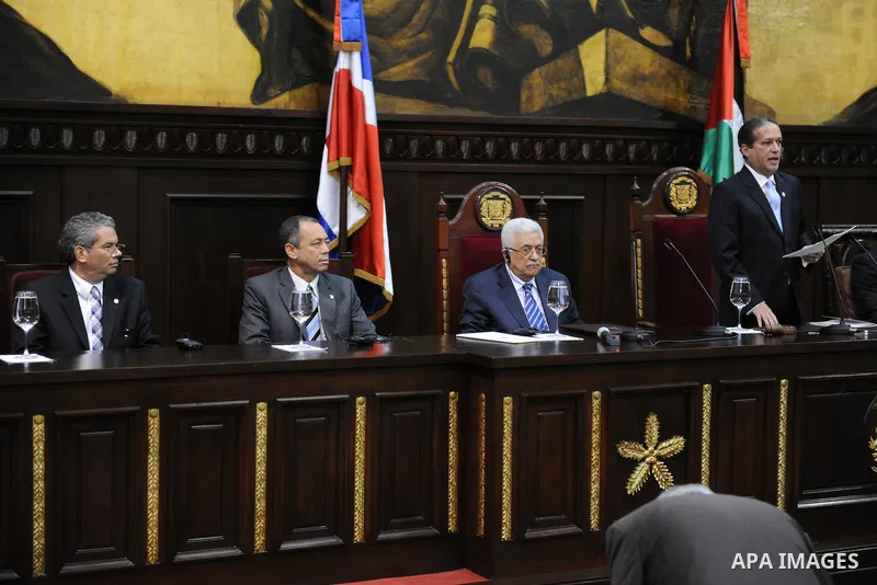 Palestinian President Mahmoud Abbas (Abu Mazen) during a speech at the extraordinary session of the Parliament of the Dominican Republic in Santo Domingo. OCT.07.2011. Photo by Thaer Ganaim