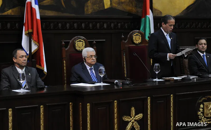 Palestinian President Mahmoud Abbas (Abu Mazen) during a speech at the extraordinary session of the Parliament of the Dominican Republic in Santo Domingo. OCT.07.2011. Photo by Thaer Ganaim