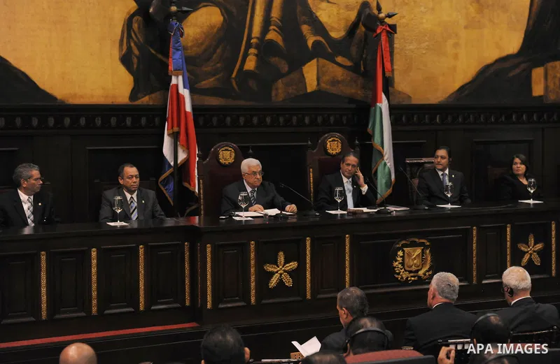 Palestinian President Mahmoud Abbas (Abu Mazen) during a speech at the extraordinary session of the Parliament of the Dominican Republic in Santo Domingo. OCT.07.2011. Photo by Thaer Ganaim