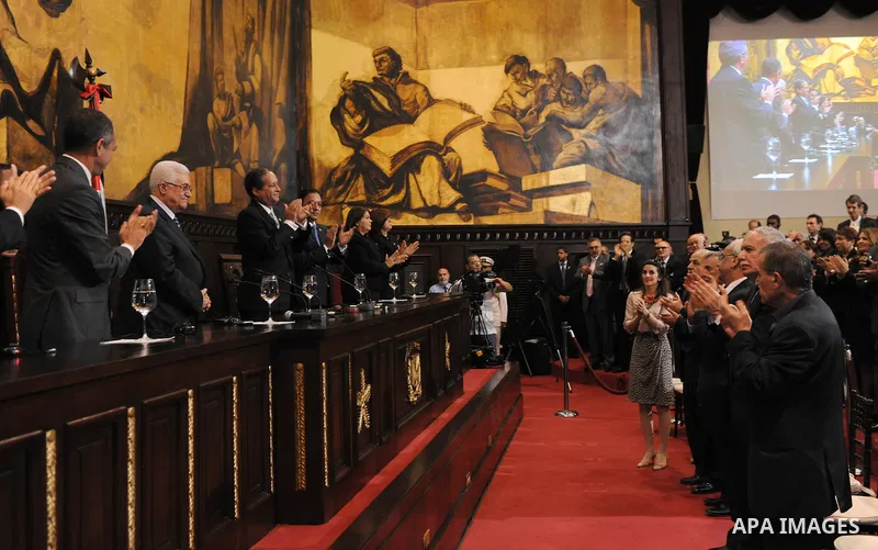 Palestinian President Mahmoud Abbas (Abu Mazen) during a speech at the extraordinary session of the Parliament of the Dominican Republic in Santo Domingo. OCT.07.2011. Photo by Thaer Ganaim