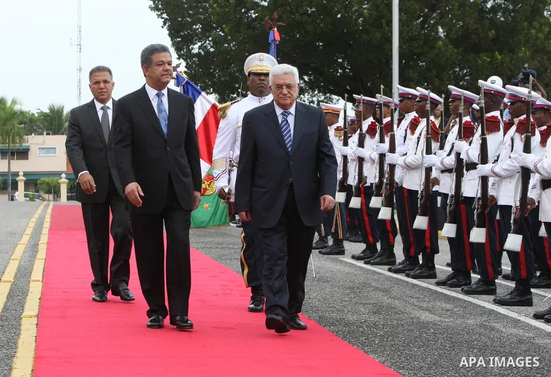 Palestinian President Mahmoud Abbas (Abu Mazen) during meeting with Dominican Republic President Leonel Fernandez in Santo Domingo, OCT,07,2011. Photo by Thaer Ganaim