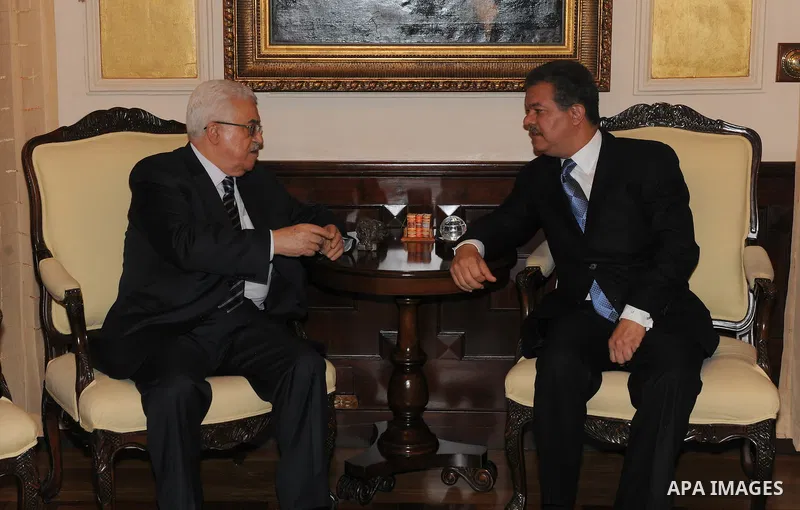 Palestinian President Mahmoud Abbas (Abu Mazen) during meeting with Dominican Republic President Leonel Fernandez in Santo Domingo, OCT,07,2011. Photo by Thaer Ganaim