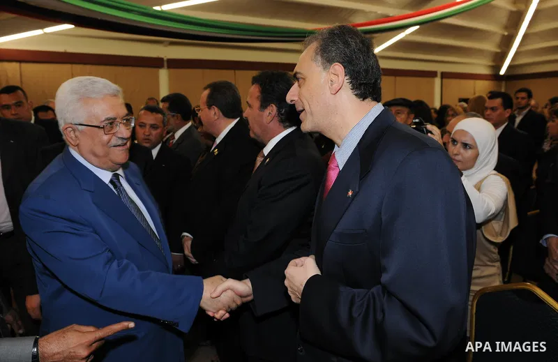 Palestinian President Mahmoud Abbas (Abu Mazen) meets with Palestinian community in Salvador. OCT.09.2011. Photo by Thaer Ganaim