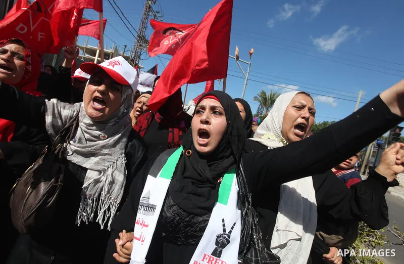 Palestinian relatives prisoners attend a protest calling for the release of their sons held in Israeli jails next the International Red Cross in Gaza City, Gaza Strip, on Oct. 15, 2011. Captive Israeli soldier Gilad Shal...