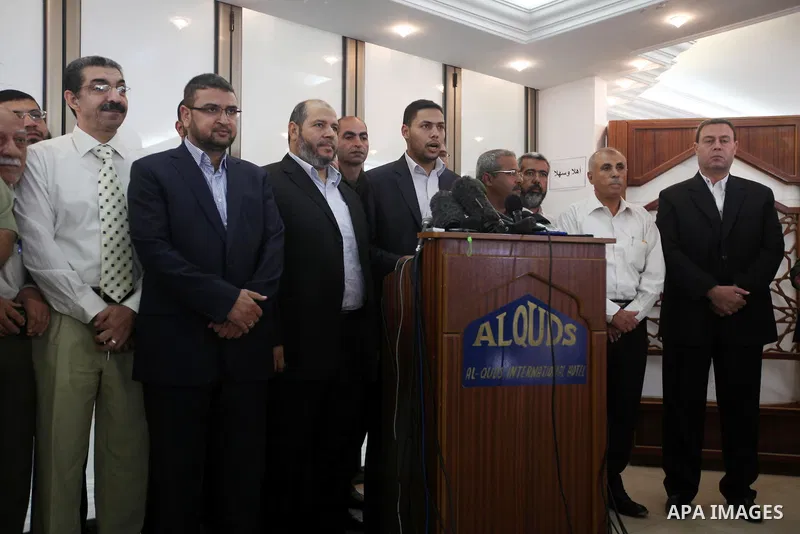 Palestinian factions Leaders during Press conference in Gaza city. oct. 15, 2011. Israeli soldier Gilad Shalit will be freed from five years of captivity in the Gaza Strip some time next week in exchange for the release...