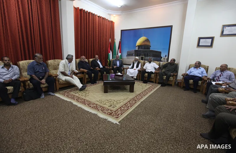 Palestinian prime minister Ismail Haniyeh in Gaza Strip, during meeting with Palestinian factions leaders in his house in Gaza city, oct. 15, 2011. Israeli soldier Gilad Shalit will be freed from five years of captivity...