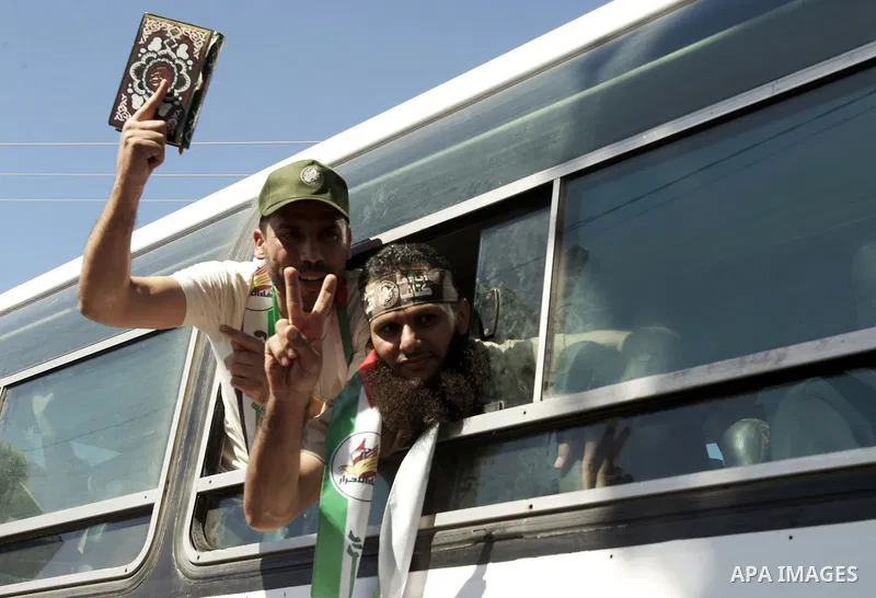 Palestinians celebrate the release of prisoners in Gaza Strip, Tuesday, Oct. 18, 2011. Hamas agreed to release Israeli soldier Galit Schalit in exchange for 1,027 Palestinian prisoners, many of them serving life sentence...