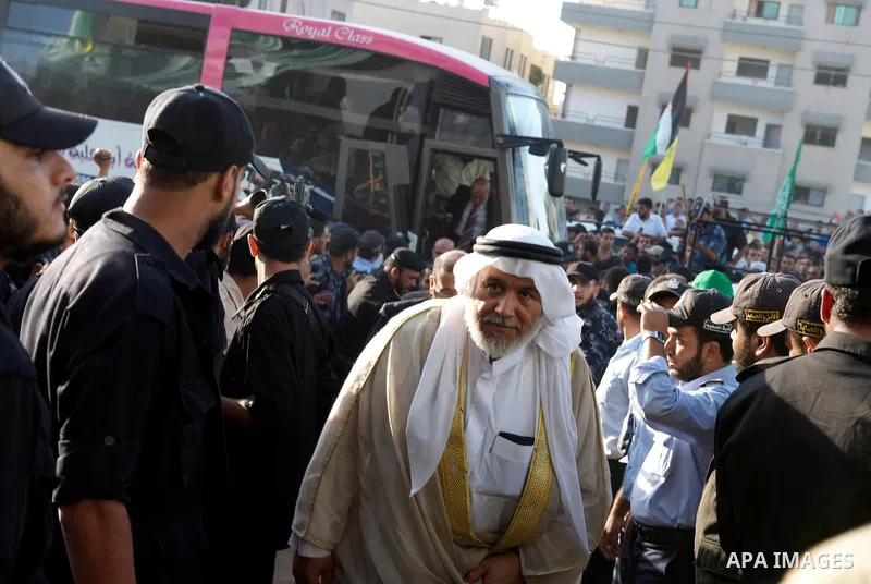 Palestinians celebrate the release of prisoners in Gaza Strip, Tuesday, Oct. 18, 2011. Hamas agreed to release Israeli soldier Galit Schalit in exchange for 1,027 Palestinian prisoners, many of them serving life sentence...