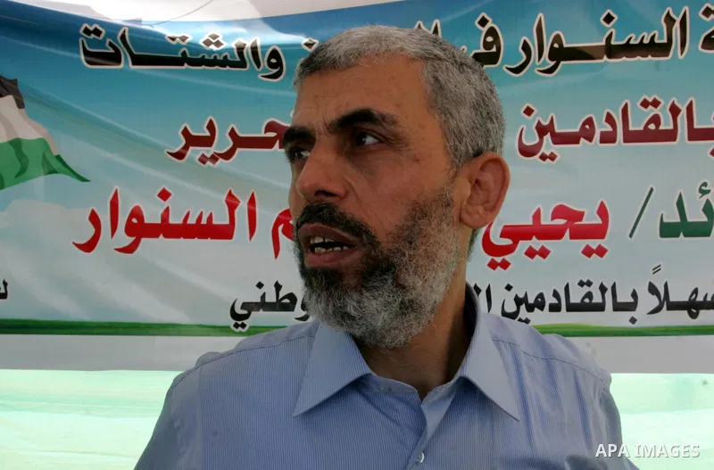 A Hamas freed Palestinian prisoner, Yehia Sinwar is greeted by relatives and friends at a tent near his house upon his return in the southern Gaza Strip town of Khan Yunis on October 19, 2011. Israeli soldier Gilad Shali...