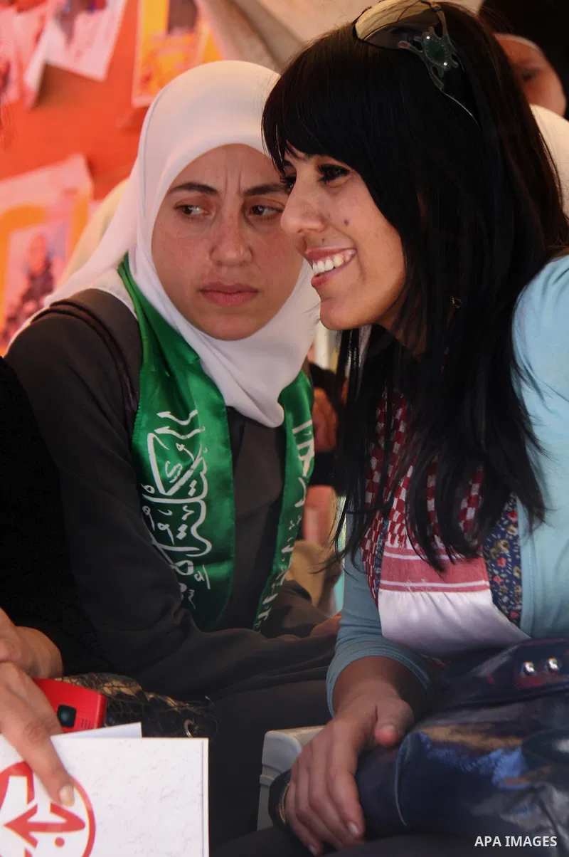 Palestinian Linan Abu Glma , prisoner who was released by the Israeli authorities on Tuesday receives well wishers in the West Bank city of Nablus Thursday , Oct. 20, 2011. Hundreds of Palestinian prisoners were released...