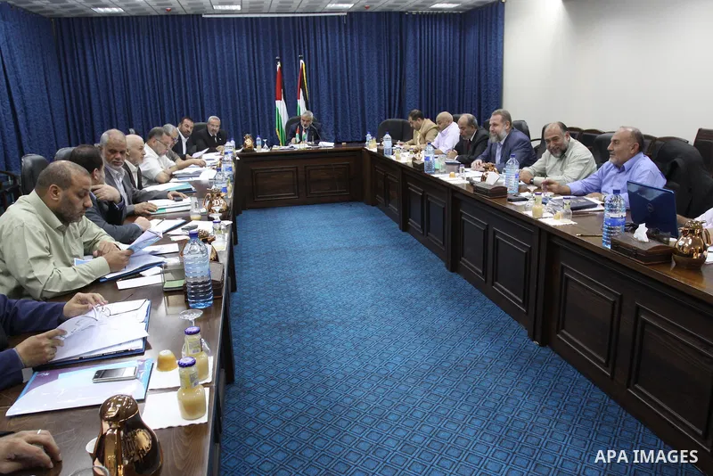 Palestinian Prime Minister in Gaza Strip, Ismail Haniyeh, during a weekly meeting with the Palestinian Government, in Gaza City on Oct. 25, 2011.. Photo by Mohammed Asad
