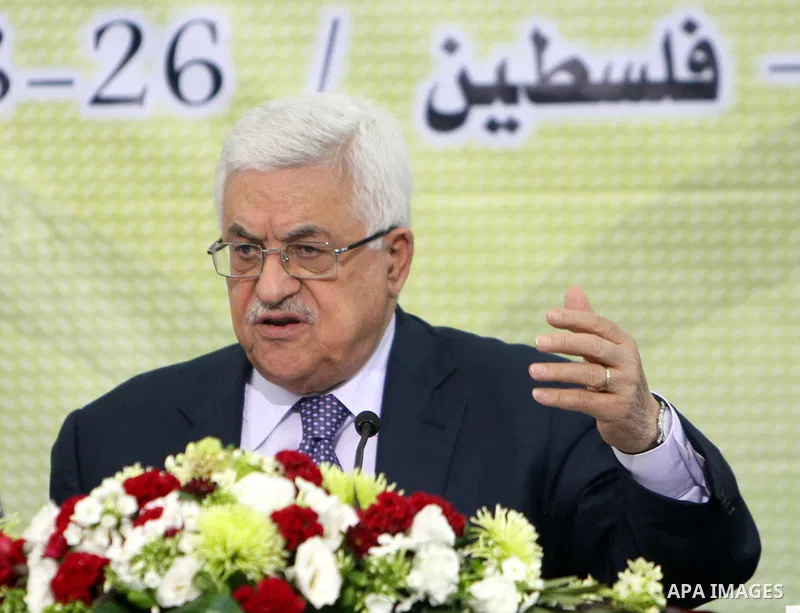 Palestinian Authority president and head of the Fatah movement Mahmud Abbas attends a Fatah "Revolutionary Council" meeting in the Palestinian West Bank city of Ramallah along with top officials on October 26, 2011, as t...