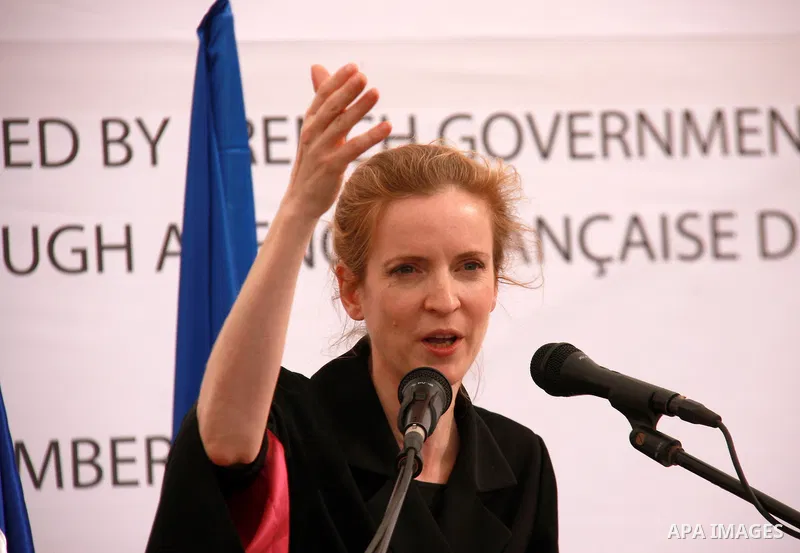 French Minister of Ecology, sustainable development, transport, and housing, Nathalia Kosciusko-Morizet, gives a speech at Maythalon village, near Jenin City,the West Bank, 01 November 2011. Palestinian Prime Minister Sa...