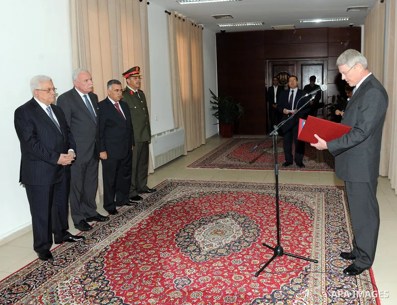 Palestinian President Mahmoud Abbas (Abu Mazen) during accept the credentials of a number of ambassadors today in Ramalla on Nov. 05, 2011. Photo by Mufeed Abu Hasnah
