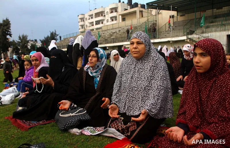 Palestinians attend Eid al-Adha prayers in Gaza city, Sunday, Nov. 6, 2011. Muslims worldwide celebrate Eid al-Adha, or the Feast of the Sacrifice by sacrificial killings of livestock to commemorate the religious story o...