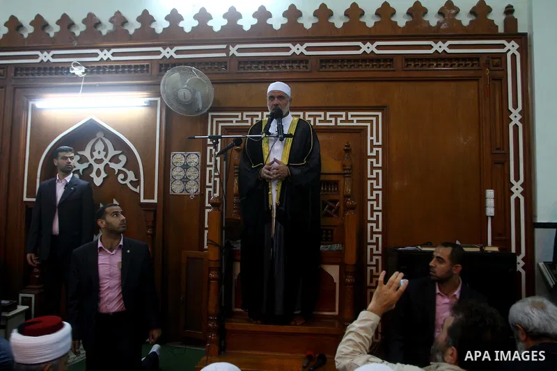 Palestinian prime minister in Gaza Strip, Ismail Haniya attends the prayers of Eid al-Adha celebrations in Gaza City, Sunday, Nov. 6, 2011. Muslims worldwide celebrate Eid al-Adha, or the Feast of the Sacrifice, by sacri...