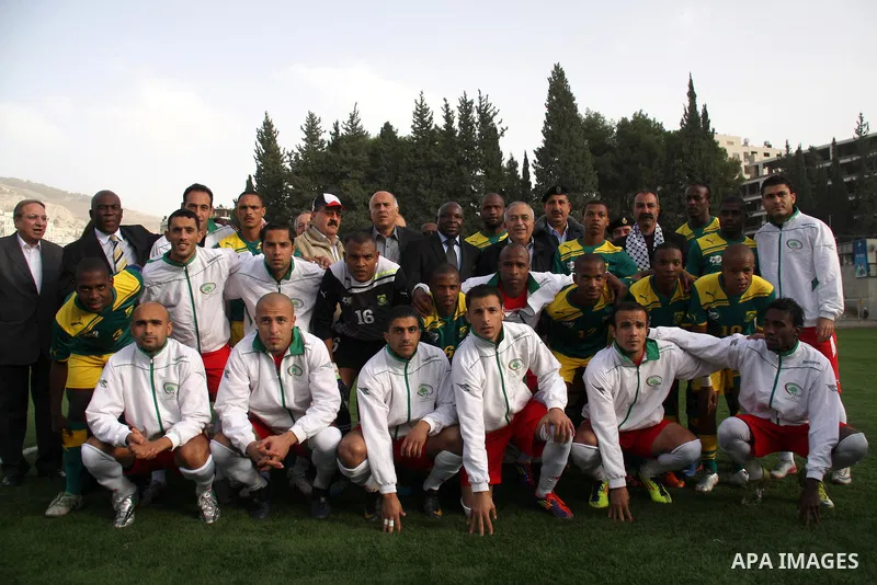 Palestinian Prime Minister, Salam Fayyad attends the football match between Palestine national team and South Africa team in the West Bank city of Nablus on Nov. 15, 2011. Photo by Wagdi Eshtayah