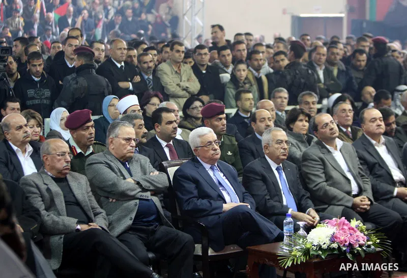 Palestinian leader Mahmud Abbas attends a celebration on November 16, 2011 in the West Bank city of Ramallah. The celebration was timed to mark seven years since the death of veteran leader Yasser Arafat and the 23rd ann...