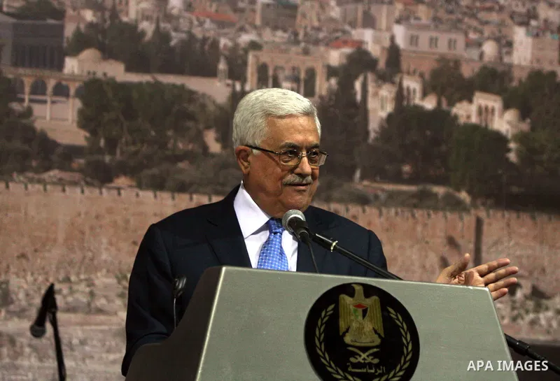 Palestinian president Mahmud Abbas addresses the Palestinian leadership on November 16, 2011 in the West Bank city of Ramallah. The address was timed to mark seven years since the death of veteran leader Yasser Arafat an...