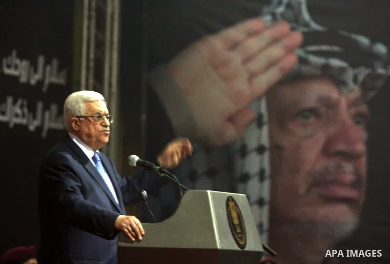 Palestinian president Mahmud Abbas addresses the Palestinian leadership on November 16, 2011 in the West Bank city of Ramallah. The address was timed to mark seven years since the death of veteran leader Yasser Arafat an...