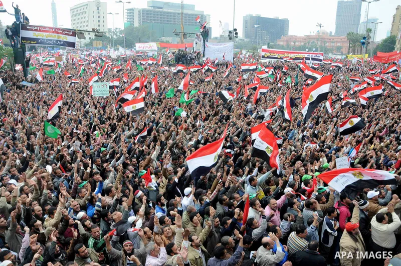 Protesters gather at Tahrir Square, the focal point of the uprising that ousted President Hosni Mubarak, in Cairo, Egypt, Friday, Nov. 18, 2011. Thousands of Egyptians are rallying in Cairo's Tahrir square, with Islamist...