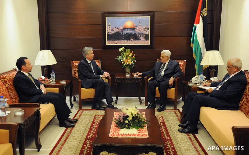 Palestinian President Mahmoud Abbas (Abu Mazen), received Assistant U.S. Secretary of State William Burns in the West Bank city of Ramallah on Nov. 20, 2011. Photo by Thaer Ganaim