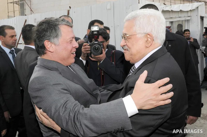 Palestinian President Mahmoud Abbas and King Abdullah of Jordan meet in the West Bank city of Ramallah November 21, 2011. Abdullah arrived in Ramallah on Monday for a rare visit to the Israeli-occupied West Bank, as the...