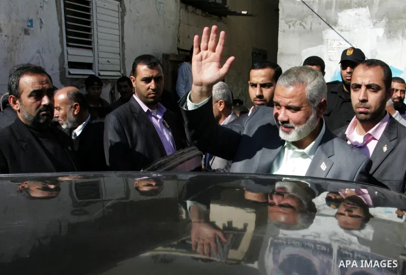 Palestinian Prime Minister in Gaza strip, Ismail Haniyeh visits the family of Ahmed al-Sheikh Khalil in the southern Gaza Strip town of Rafah on Nov. 22,2011. Ahmed al-Sheikh Khalil the commander of al-Quds Brigades the...