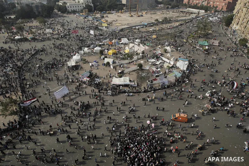 A view shows Egyptian protesters makeshift tents in Tahrir square, Cairo, Egypt, 23 November 2011. According to media reports the clashes, for the fifth consecutive day, saw anti-riot police firing teargas on the protest...
