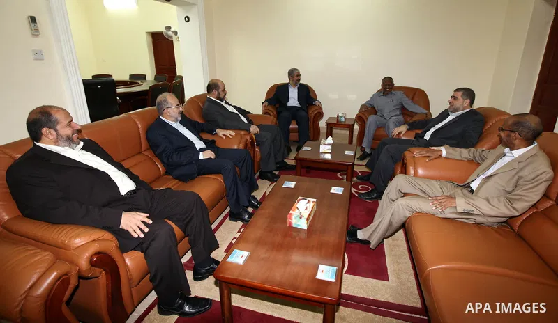Palestinian Hamas leader Khaled Meshaal during his meeting with deputy of President Sudan, Nafea' Ali Nafea', in Sudan on Nov. 26, 2011. Photo by Mohammad Hams