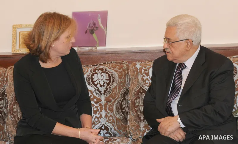 Palestine President, Mahmoud Abbas (Abu Mazen) speaks during a meeting with Israeli opposition leader Tzipi Livni, today in Amman on Nov. 30, 2011. Photo by Thaer Ganaim