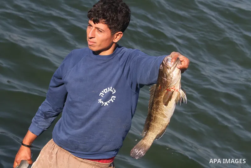 A Palestinian fisherman works at the port in Gaza City on December 01, 2011. Before the Israeli embargo on the Palestinian territory, some 3,500 fishermen plied their trade off Gaza's 40-kilometre (25-mile) Mediterranean...