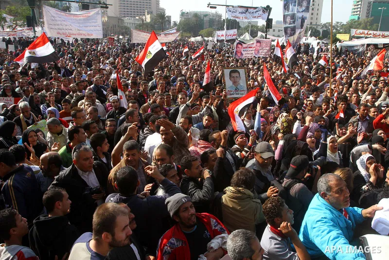 Egyptian protesters attend a demonstration in Tahrir Square, in Cairo, Egypt, Friday, Dec. 2, 2011. Islamists appear to have taken a strong majority of seats in the first round of Egypt's first parliamentary vote since H...