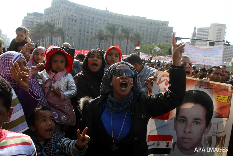 Egyptian protesters attend a demonstration in Tahrir Square, in Cairo, Egypt, Friday, Dec. 2, 2011. Islamists appear to have taken a strong majority of seats in the first round of Egypt's first parliamentary vote since H...