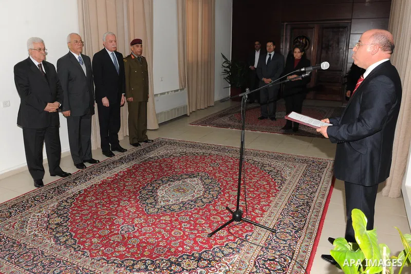 Palestinian President Mahmoud Abbas (Abu Mazen) Approved on the documents Tunisian Ambassador, Lotfi Mellouli, for Palestinian National Authority, in the West Bank City of Ramallah, on DEC. 03, 2011. Photo by Mufeed Abu...