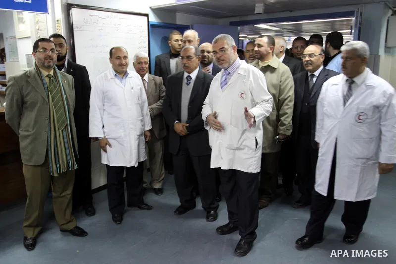 Members of Arab Doctors Union headed by Osama Raslan visit al-Shefa'a Hospital in Gaza city on Dec. 5,2011. The delegation is in an official visit to Gaza Strip. Photo by Mohammed Asad
