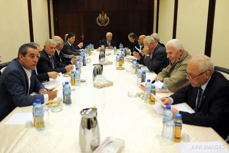 Palestinian President, Mahmoud Abbas (Abu Mazen), chairs the meeting of of the Central Committee of the Palestine National Liberation Movement (Fatah) in the West Bank city of Ramallah on Dec. 06, 2011. Photo by Mufeed A...