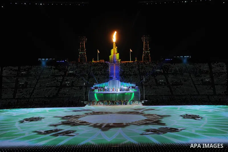Fireworks illuminate Sheikh Khalifa stadium during the opening ceremony of the pan-Arab Games in the Qatari capital Doha on December 9, 2011. More than 5,000 Arab athletes are participating in the Arab games from Decembe...