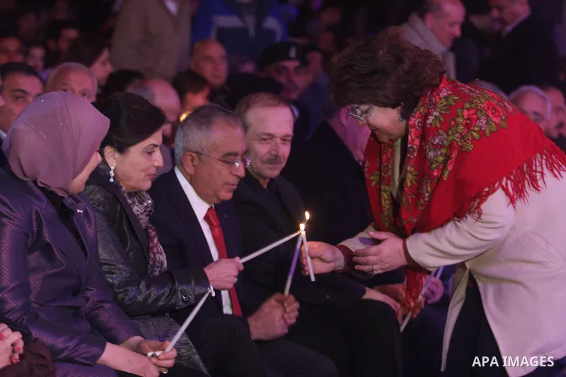 Palestinian Prime Minister, Salam Fayyad, during a ceremony of lighting the Christmas tree, in the West Bank City of Ramallah, On Dec.13, 2011. Photo by Issam Rimawi