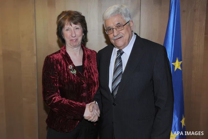 Palestinian President Mahmoud Abbas during a meeting with the Supreme coordinated foreign and security policy in the European Union Catherine Ashton, in Brussels, Dec. 14, 2011. Palestine was admitted as a member of the...